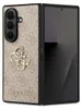 A folded smartphone with a patterned case is shown. Voir les images du produit