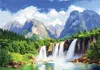Fototapete 3D Effekt Wasserfall Berge Wald - 350x250 cm - Produktbild-Vorschau 1