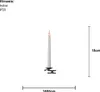 A single white LED candle with a black clip-on base is shown against a white background. Dimensions are indicated by lines and text. Podgląd zdjęcia produktu