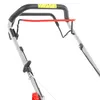 Close-up view of the handle and controls of a lawnmower. Produktbild-Vorschau