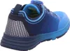 A close-up, side view of a blue and navy athletic shoe. Produktbild-Vorschau