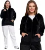 Damen Samt Sweatshirt Classic Smooth mit Kapuze Produktbild-Vorschau 1