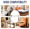 Collage of images showing different applications of an electric lift motor, including a recliner, an adjustable bed, and a standing desk. Produktbild-Vorschau