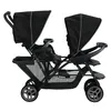 A black tandem stroller is shown against a white background. Voir les images du produit