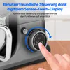 A close-up of a kitchen appliance with a finger interacting with its digital display. Produktbild-Vorschau