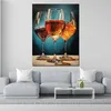 Cheers 3 Weingläser Gläser Leinwandbild Wandbild Kunstdruck Produktbild-Vorschau 3