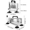 Two views of a commercial tomato slicer with dimensions indicated. Produktbild-Vorschau
