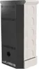 A side view of a freestanding stove with a white tiled exterior and a black metal body. Anteprima dell’immagine prodotto
