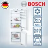 An open refrigerator with food items inside, alongside marketing icons and text. Produktbild-Vorschau