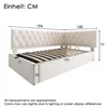A diagram showing the dimensions of a bed frame with upholstered headboard. Produktbild-Vorschau