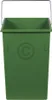 A green plastic bin with a silver handle against a white background. Produktbild-Vorschau
