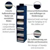 A hanging closet organizer with multiple compartments, filled with folded clothes and accessories. Text and callouts describe its features. Anteprima dell’immagine prodotto