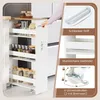 Úzký pojízdný úložný vozík - 4 patra, 20 cm, bílá/přírodní Náhled obrázku produktu 4