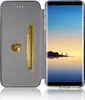 A smartphone in a flip case with a card slot, displaying a landscape image on its screen. Produktbild-Vorschau