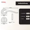 Diagrams and text showing the dimensions of a door handle set. Produktbild-Vorschau