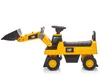 A yellow and black toy construction vehicle, specifically a front loader, shown from the side against a white background. Náhled obrázku produktu