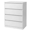 A white chest of drawers with four drawers is shown against a white background. Náhľad obrázku produktu