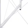 A close-up view of the white metal frame of a desk, showing the crisscrossing support beams and a black foot. Podgląd zdjęcia produktu