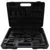 An open black tool case with custom-molded compartments for tools. Náhled obrázku produktu