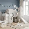 Homestyle4u Hochbett 90x200 Kinder Weiß mit Tunnel und Turm Produktbild-Vorschau 13