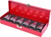 A red metal toolbox containing a set of six silver hexagonal sockets. Podgląd zdjęcia produktu