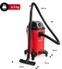 A red industrial vacuum cleaner with black accessories and dimensions indicated by lines and text. Náhľad obrázku produktu