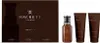 A product shot of a Hackett Absolute Eau De Parfum gift set, including the perfume bottle and two tubes of body wash or lotion, displayed next to its packaging. Produktbild-Vorschau