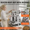 A woman is using a commercial stand mixer in a kitchen setting. The image includes inset photos highlighting features. Produktbild-Vorschau