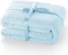 A folded baby blue blanket tied with a light blue ribbon, presented on a white background. Podgląd zdjęcia produktu
