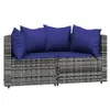 vidaXL 3-tlg. Garten-Lounge-Set mit Kissen Grau Poly Rattan Produktbild-Vorschau 3