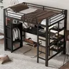 A loft bed with a desk and wardrobe, set up in a room. Anteprima dell’immagine prodotto