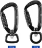 Two black carabiner clips with swivel rings are shown against a white background. Anteprima dell’immagine prodotto