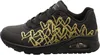 A side view of a black Skechers Uno sneaker with gold heart detailing. Voir les images du produit