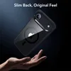 A hand is holding a clear black iPhone case with a magnetic ring visible on the back. Produktbild-Vorschau