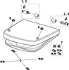 Diagram showing parts of a toilet seat and how they connect. Náhľad obrázku produktu