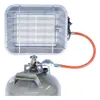 A gas heater connected to a gas cylinder. Produktbild-Vorschau