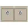 vidaXL Granitspüle Doppelbecken Beige Produktbild-Vorschau 8