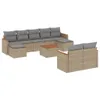 vidaXL 10-tlg. Garten-Sofagarnitur mit Kissen Beige Poly Produktbild-Vorschau 1