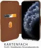 A brown flip case for a smartphone, open to reveal the phone and card slots. Anteprima dell’immagine prodotto