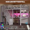 Letto a soppalco in legno, dimensioni 140x200 cm, con Anteprima dell’immagine prodotto 3