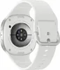 The back of a white Samsung Galaxy Watch with a silver bezel and strap. Produktbild-Vorschau