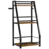 A freestanding ladder shelf with wooden shelves and a black metal frame, shown against a white background. Produktbild-Vorschau