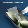 A screen protector is being applied to a smartphone, demonstrating its scratch resistance. Produktbild-Vorschau