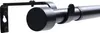 Close-up of a black curtain rod with a bracket and finial. Produktbild-Vorschau