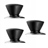 Three black and silver pot lid handles are arranged in a triangular formation on a white background. Produktbild-Vorschau