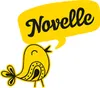 A cartoon bird with a speech bubble containing the word 'Novelle'. Produktbild-Vorschau