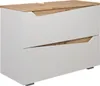 A white and wood-grain two-drawer cabinet. Náhled obrázku produktu