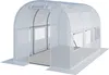 A white, transparent greenhouse with an open door and windows. Produktbild-Vorschau