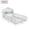 A diagram of a white children's bed with dimensions indicated. Náhľad obrázku produktu