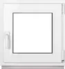 A white window frame with a clear glass pane, shown from the front. Produktbild-Vorschau
